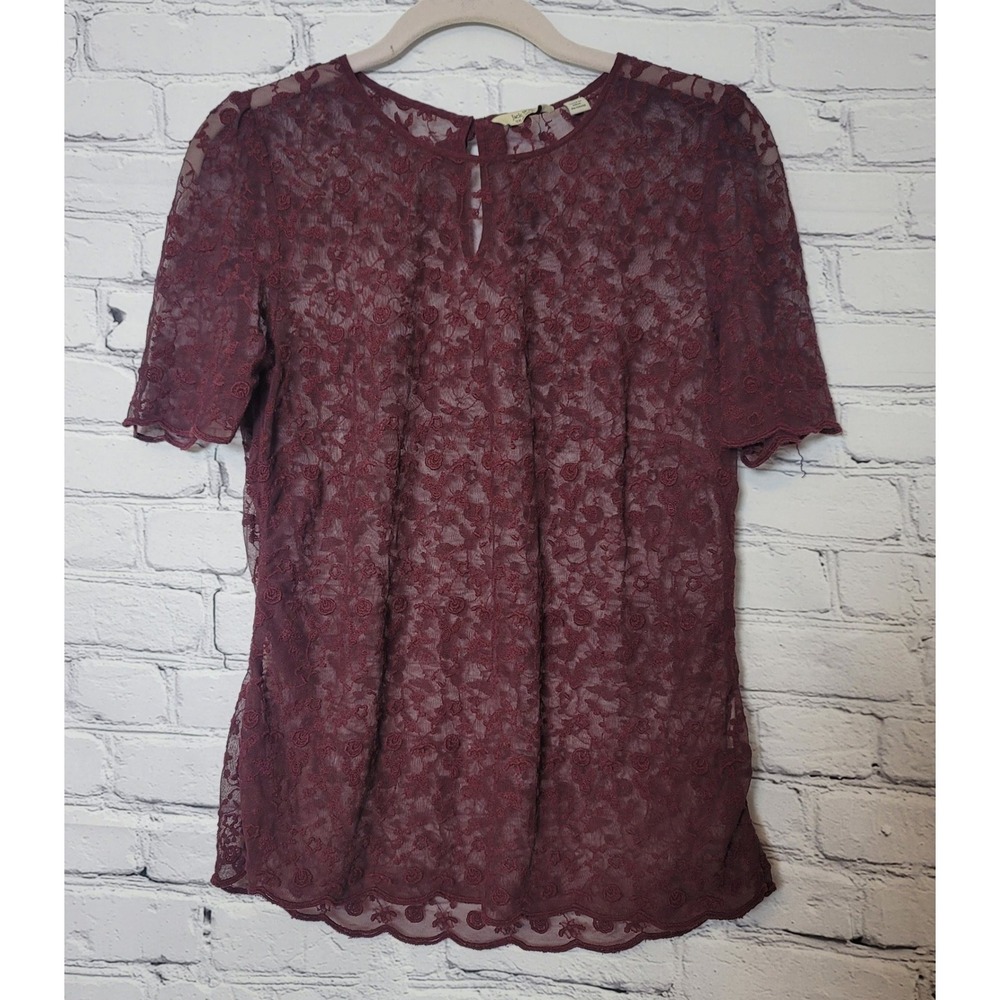 Jack Wills Womens Burgundy Floral Lace Bow Back Top 4‎ Romantic Layering Party